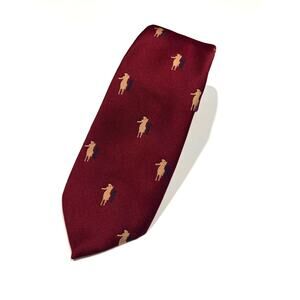 Reis of New Haven Vintage Men's Silk Necktie Red Polo Player JL